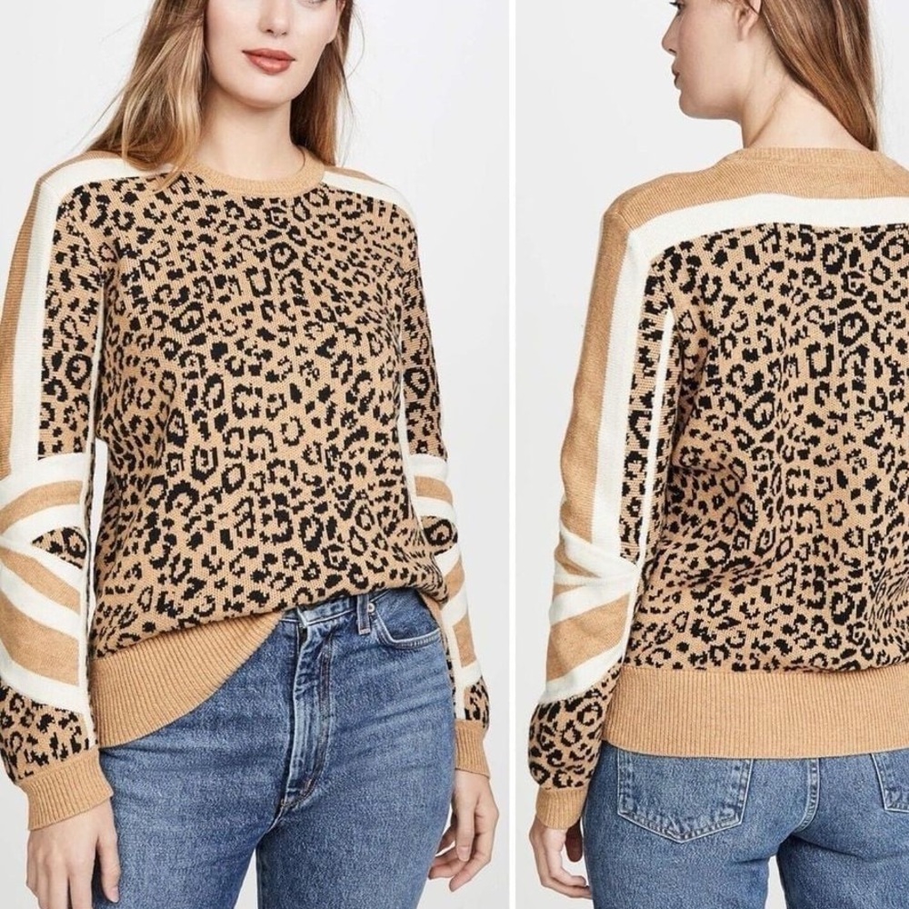 Current/Elliott Duvall Wool/Cotton/Cashmere Blend Leopard Print Sweater